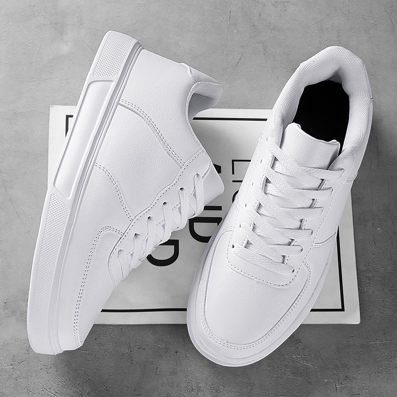 Leather Men White Sneakers Breathable Skateboarding Shoes Mens Outdoor Walking Running Shoes Couple Casual Shoes Size 36-47