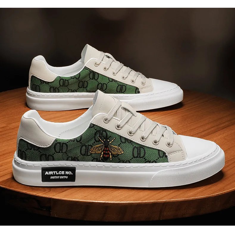 Men's Pattern Canvas Breathable Sneakers Student Outdoor Walking Shoes Skateboard Loafers Comfort Lightweight Trendy Trainers