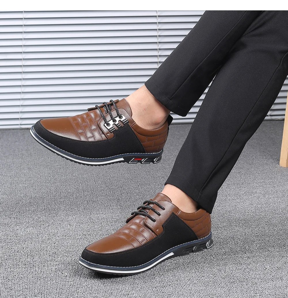 Men Casual Shoes Fashion Brand Classic Casual Men Pu Leather Shoes Black Hot Sale Breathable Business Lace-Up Men Shoes Big Size