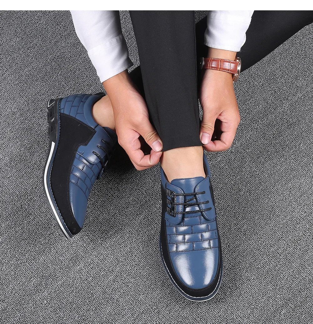 Men Casual Shoes Fashion Brand Classic Casual Men Pu Leather Shoes Black Hot Sale Breathable Business Lace-Up Men Shoes Big Size