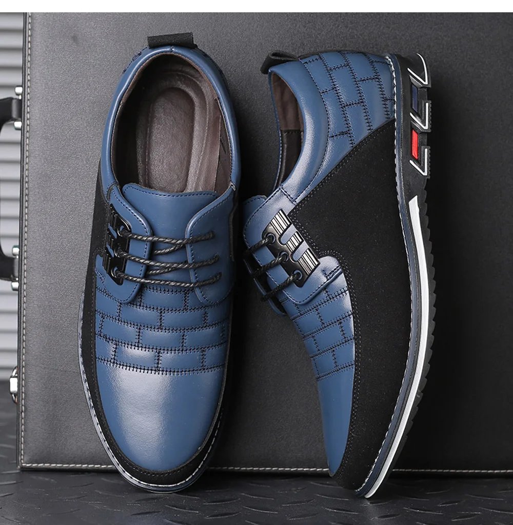Men Casual Shoes Fashion Brand Classic Casual Men Pu Leather Shoes Black Hot Sale Breathable Business Lace-Up Men Shoes Big Size