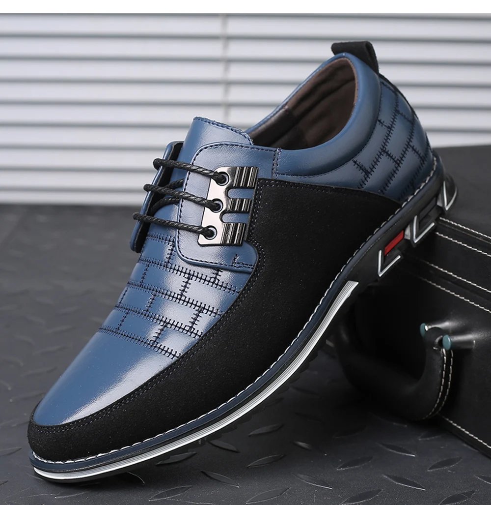 Men Casual Shoes Fashion Brand Classic Casual Men Pu Leather Shoes Black Hot Sale Breathable Business Lace-Up Men Shoes Big Size
