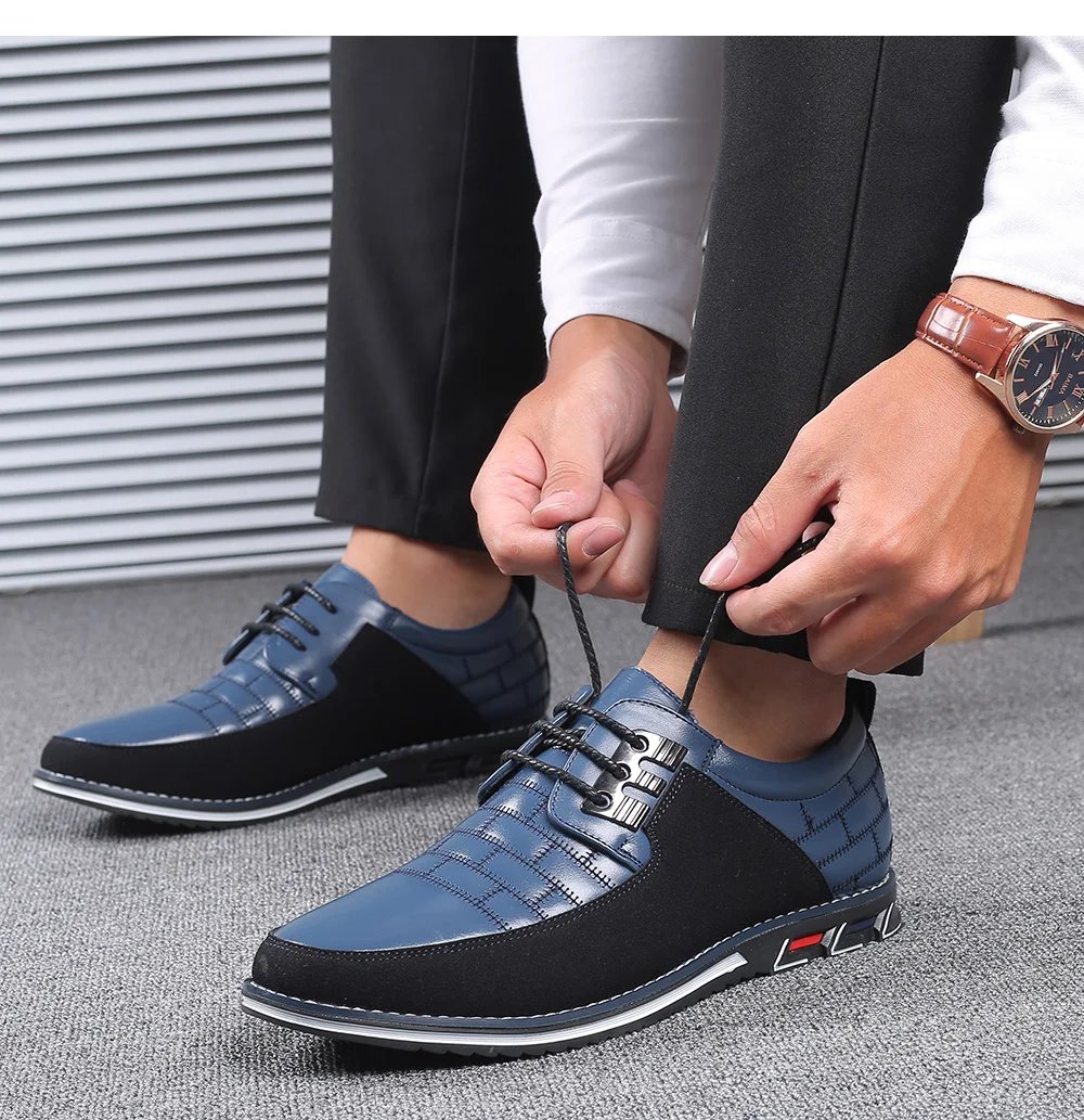 Men Casual Shoes Fashion Brand Classic Casual Men Pu Leather Shoes Black Hot Sale Breathable Business Lace-Up Men Shoes Big Size