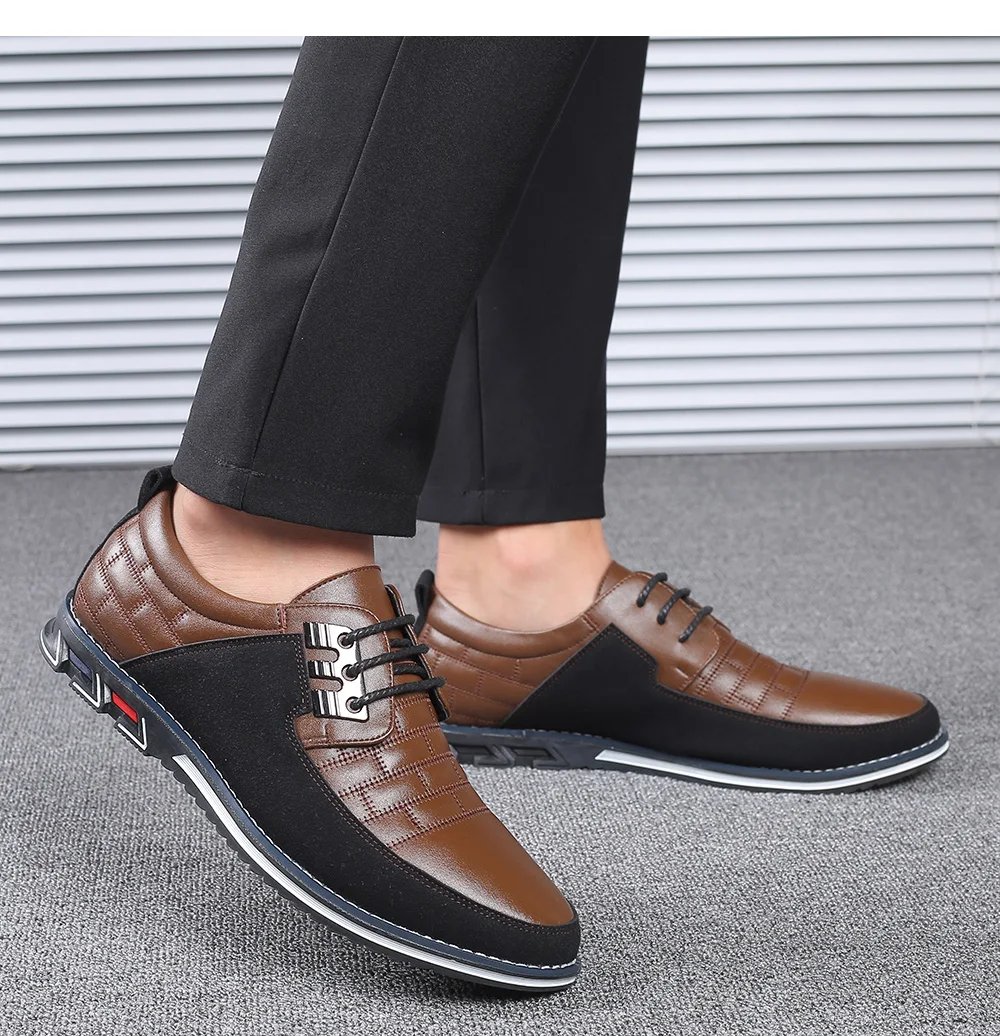 Men Casual Shoes Fashion Brand Classic Casual Men Pu Leather Shoes Black Hot Sale Breathable Business Lace-Up Men Shoes Big Size