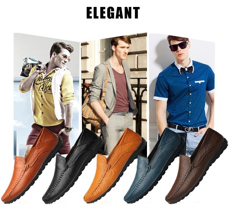 Genuine Leather Men Shoes Casual Luxury Brand Formal Mens Loafers Moccasins Italian Breathable Slip on Male Boat Shoes Plus Size