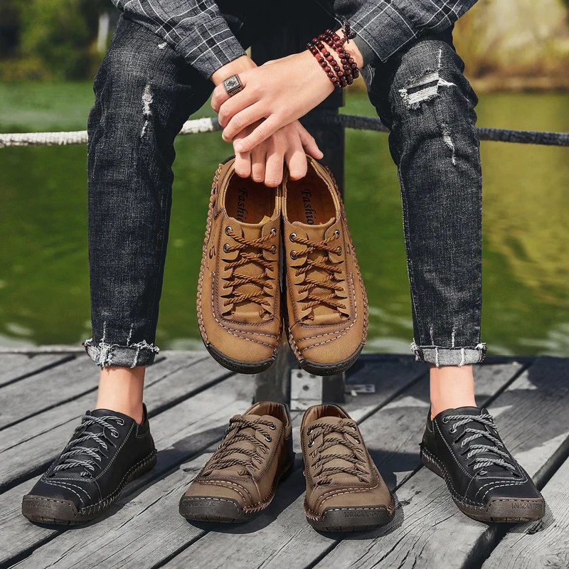 New Men Leather Casual Shoes Outdoor Comfortable High Quality Fashion Soft Homme Classic Ankle Non-slip Flats Moccasin Trend New Men Leather Casual Shoes Outdoor Comfortable High Quality Fashion Soft Homme Classic Ankle Non-slip Flats Moccasin Trend