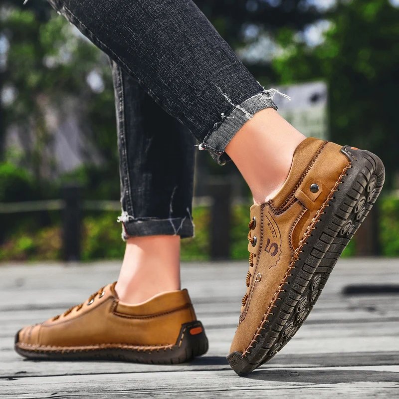 New Men Leather Casual Shoes Outdoor Comfortable High Quality Fashion Soft Homme Classic Ankle Non-slip Flats Moccasin Trend New Men Leather Casual Shoes Outdoor Comfortable High Quality Fashion Soft Homme Classic Ankle Non-slip Flats Moccasin Trend