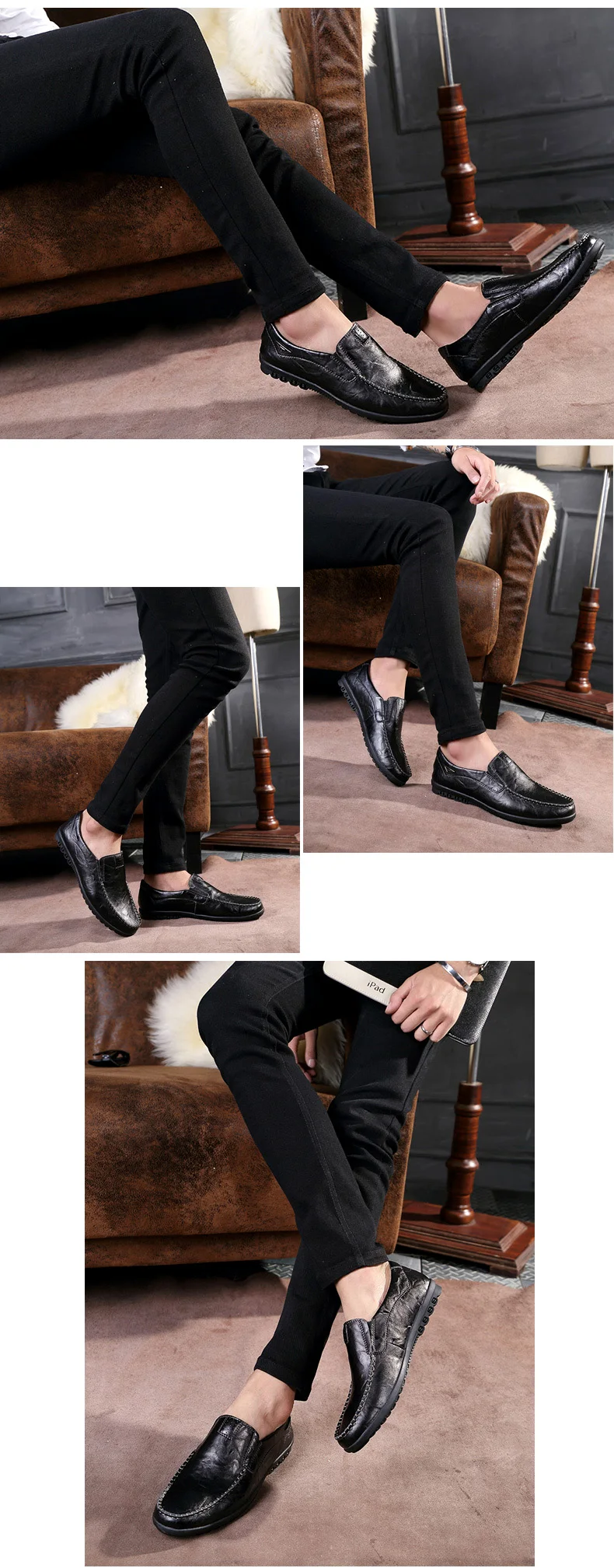 Genuine Leather Men Casual Shoes Luxury Brand 2023 Mens Loafers Moccasins Breathable Slip on Black Driving Shoes Plus Size 37-47 Genuine Leather Men Casual Shoes Luxury Brand 2023 Mens Loafers Moccasins Breathable Slip on Black Driving Shoes Plus Size 37-47