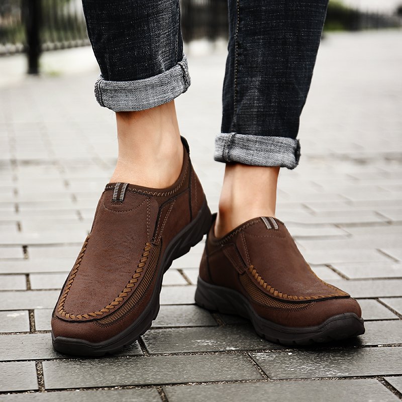 Leather Men Casual Shoes Zapatos Brand Men Loafers Moccasins Breathable Slip on Driving Shoes Plus Size 39-48 Drop Shipping
