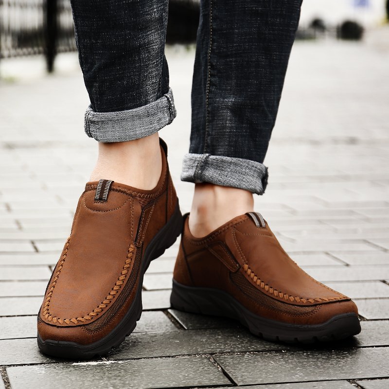 Leather Men Casual Shoes Zapatos Brand Men Loafers Moccasins Breathable Slip on Driving Shoes Plus Size 39-48 Drop Shipping