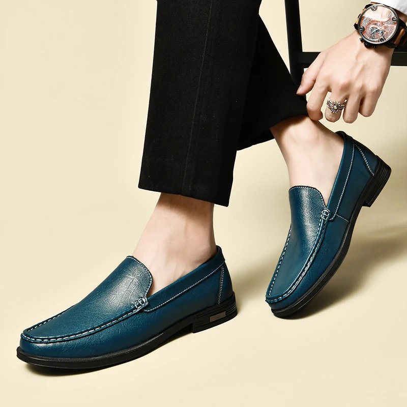 Genuine Leather Men Footwear Slip on Office Man Formal Shoes Wedding Party Men Dress Shoes Breath Driving Lazy Loafers Moccasins
