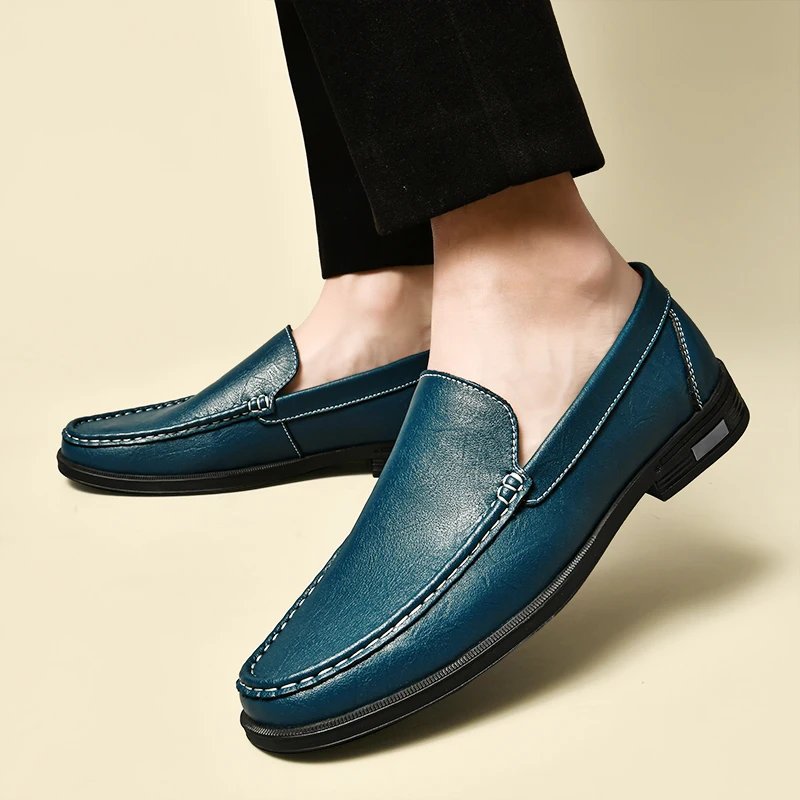 Genuine Leather Men Footwear Slip on Office Man Formal Shoes Wedding Party Men Dress Shoes Breath Driving Lazy Loafers Moccasins