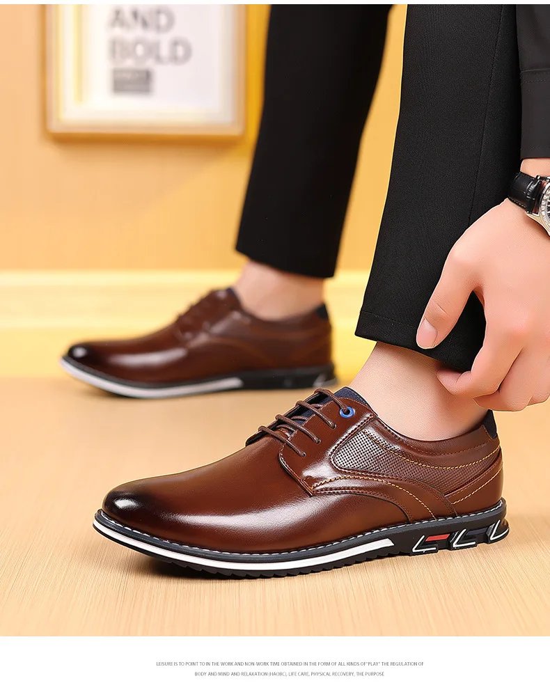 Retro Men Shoes Business Brand Leather Shoes Fashion Casual Shoes for Men Black Brown Breathable Loafers Comfort Men'shoe 2023