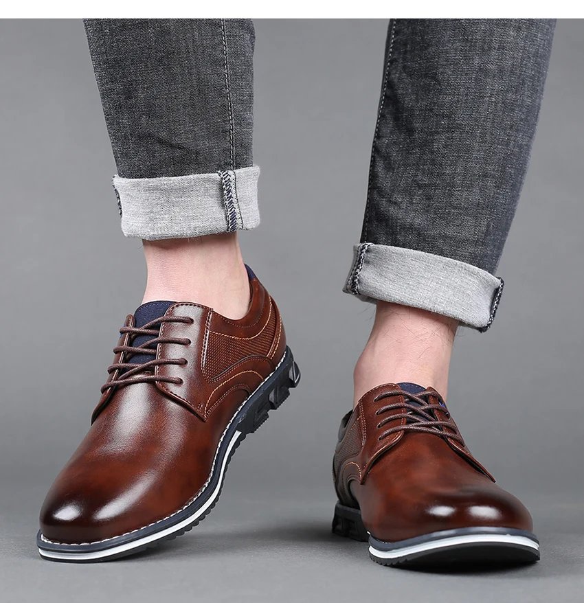 Retro Men Shoes Business Brand Leather Shoes Fashion Casual Shoes for Men Black Brown Breathable Loafers Comfort Men'shoe 2023