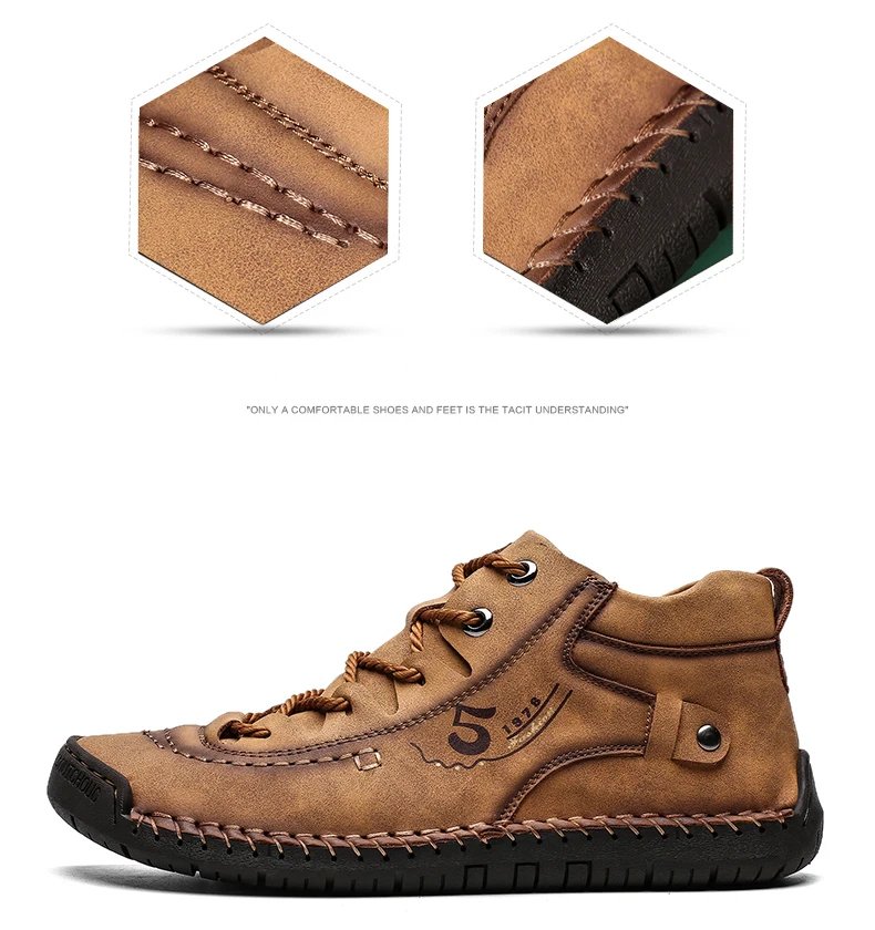 Handmade Leather Casual Men Shoes Winter With Fur Shoes Men Loafers Comfort Walking Shoes Men Flats Hot Sale Moccasins Shoes