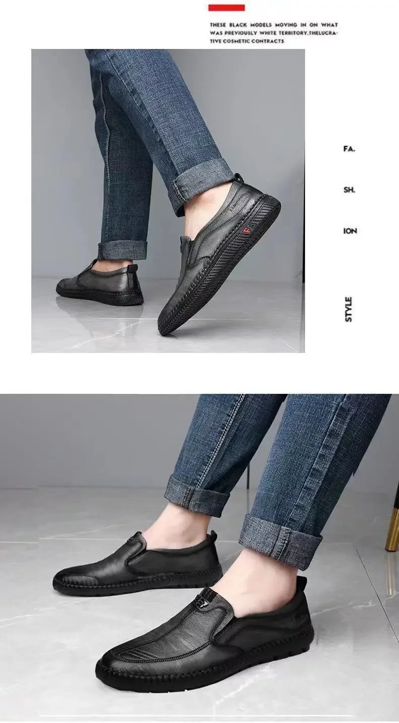 Autumn Men's Leather Casual Shoes Breathable Soft Sole Work Shoes Suitable For Middle-aged Elderly Men