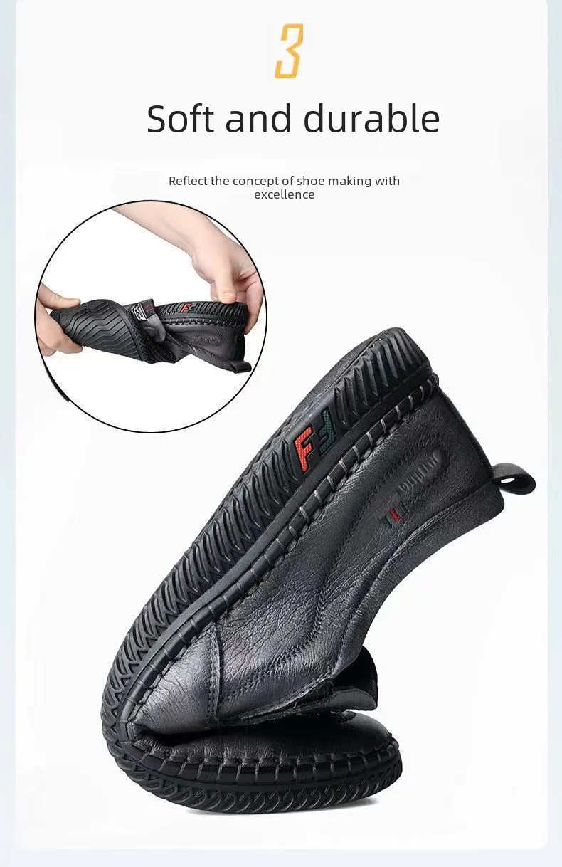 Autumn Men's Leather Casual Shoes Breathable Soft Sole Work Shoes Suitable For Middle-aged Elderly Men