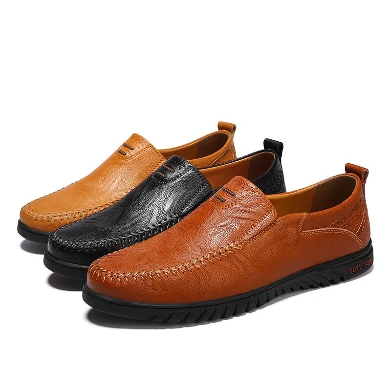 Men Casual Flats Shoes Loafers Non-slip Super Comfortable Men Leather Footwear Fashionable Trendy Driving Shoes Spring Summer