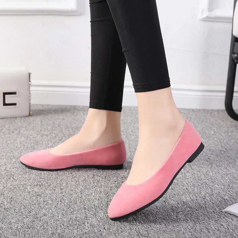 Plus Size 35-43 Women Flats Slip on Flat Shoes Candy Color Woman Boat Shoes Black Loafers Faux Suede Ladies Ballet Flats539