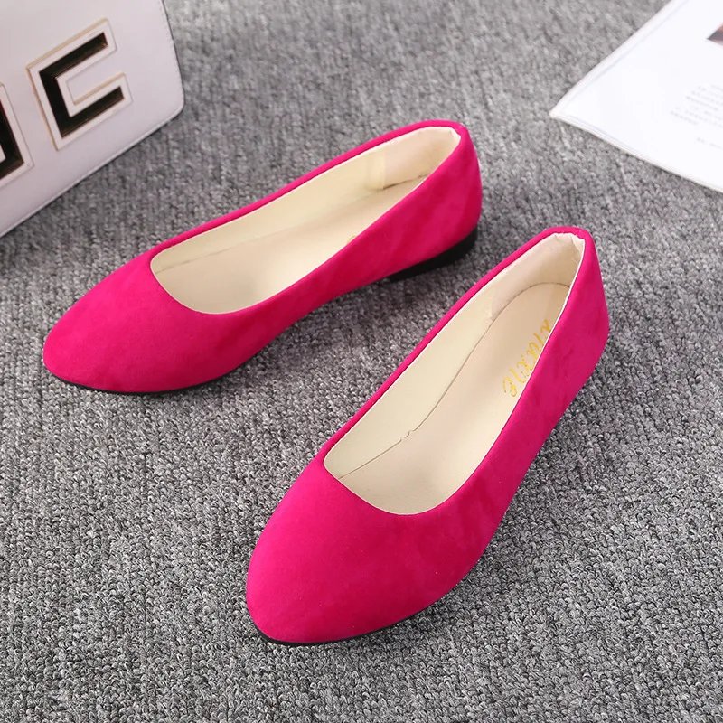 Plus Size 35-43 Women Flats Slip on Flat Shoes Candy Color Woman Boat Shoes Black Loafers Faux Suede Ladies Ballet Flats539