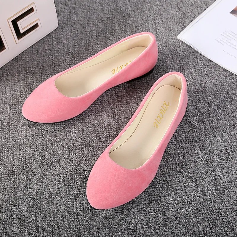 Plus Size 35-43 Women Flats Slip on Flat Shoes Candy Color Woman Boat Shoes Black Loafers Faux Suede Ladies Ballet Flats539