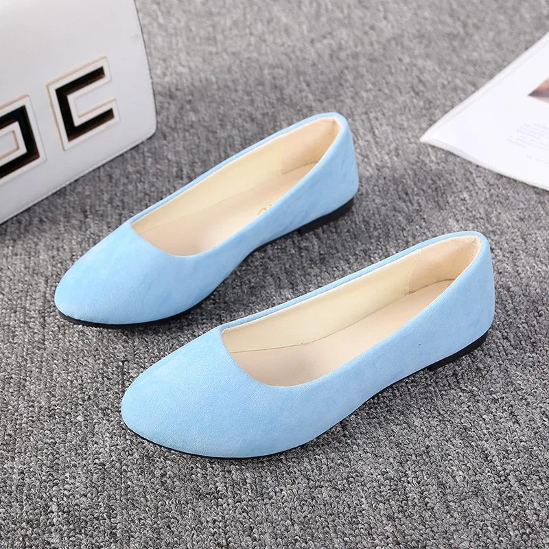 Plus Size 35-43 Women Flats Slip on Flat Shoes Candy Color Woman Boat Shoes Black Loafers Faux Suede Ladies Ballet Flats539