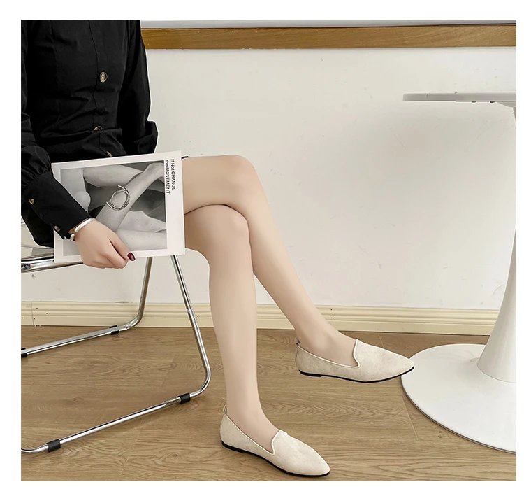 2024 Fashion Slip on Loafers Breathable Stretch Ballet Shallow Flats Women Soft Bottom Pointed Toe Boat Shoes plus size 43