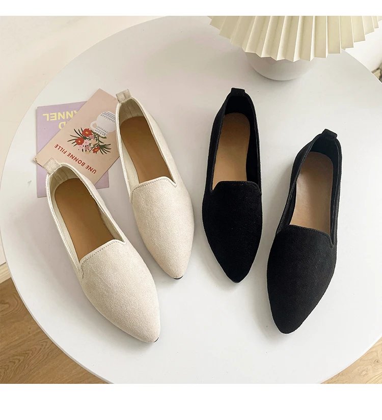 2024 Fashion Slip on Loafers Breathable Stretch Ballet Shallow Flats Women Soft Bottom Pointed Toe Boat Shoes plus size 43