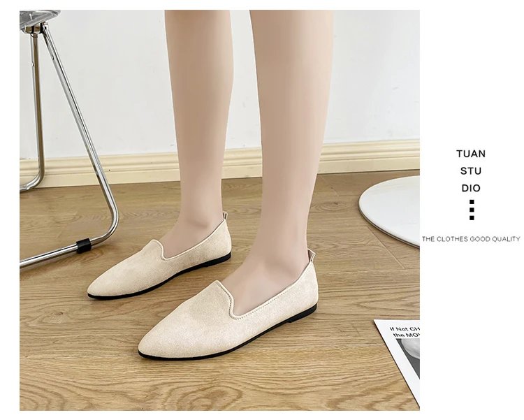 2024 Fashion Slip on Loafers Breathable Stretch Ballet Shallow Flats Women Soft Bottom Pointed Toe Boat Shoes plus size 43