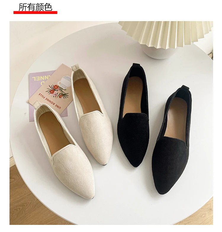2024 Fashion Slip on Loafers Breathable Stretch Ballet Shallow Flats Women Soft Bottom Pointed Toe Boat Shoes plus size 43
