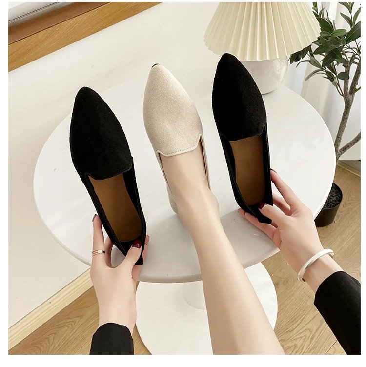 2024 Fashion Slip on Loafers Breathable Stretch Ballet Shallow Flats Women Soft Bottom Pointed Toe Boat Shoes plus size 43