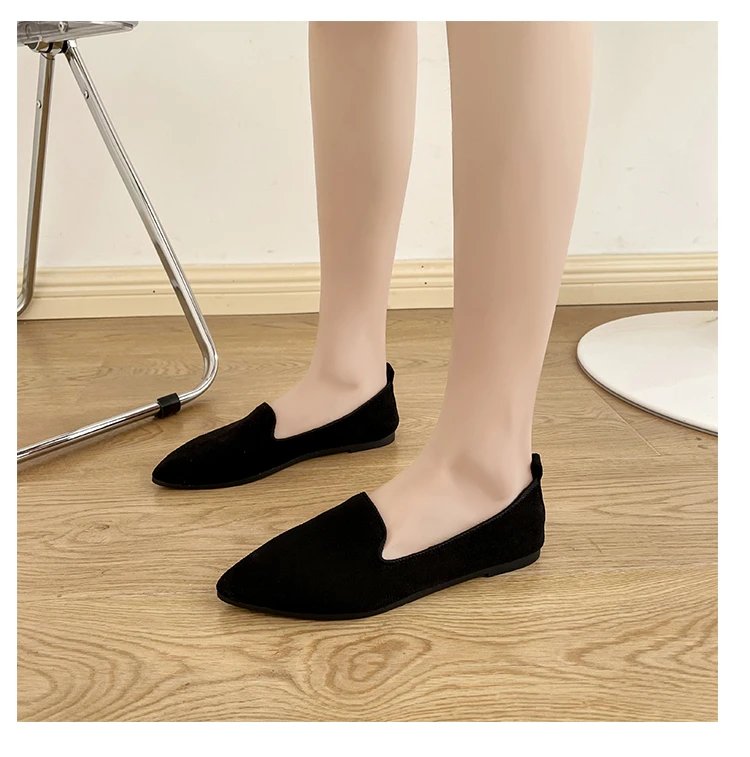 2024 Fashion Slip on Loafers Breathable Stretch Ballet Shallow Flats Women Soft Bottom Pointed Toe Boat Shoes plus size 43