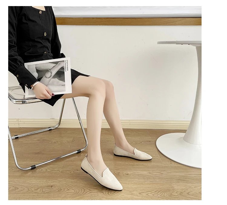 2024 Fashion Slip on Loafers Breathable Stretch Ballet Shallow Flats Women Soft Bottom Pointed Toe Boat Shoes plus size 43