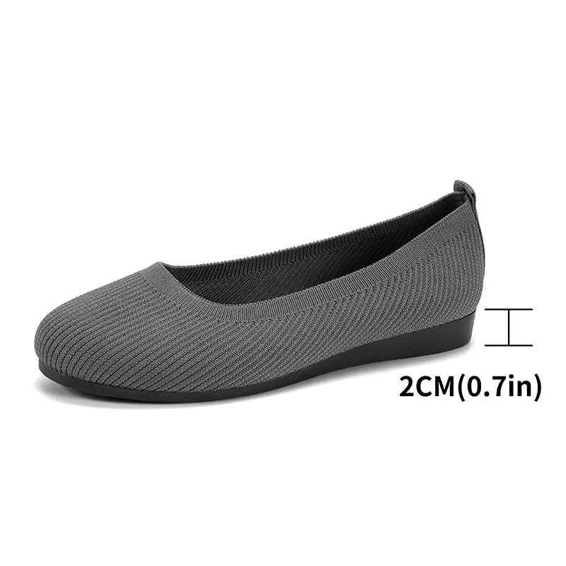 Round Toe Flats for Women Comfortable Knit Ballet Flat Shoes Casual Slip on Shallow Shoes Office Boat Shoes Plus Size Moccasins