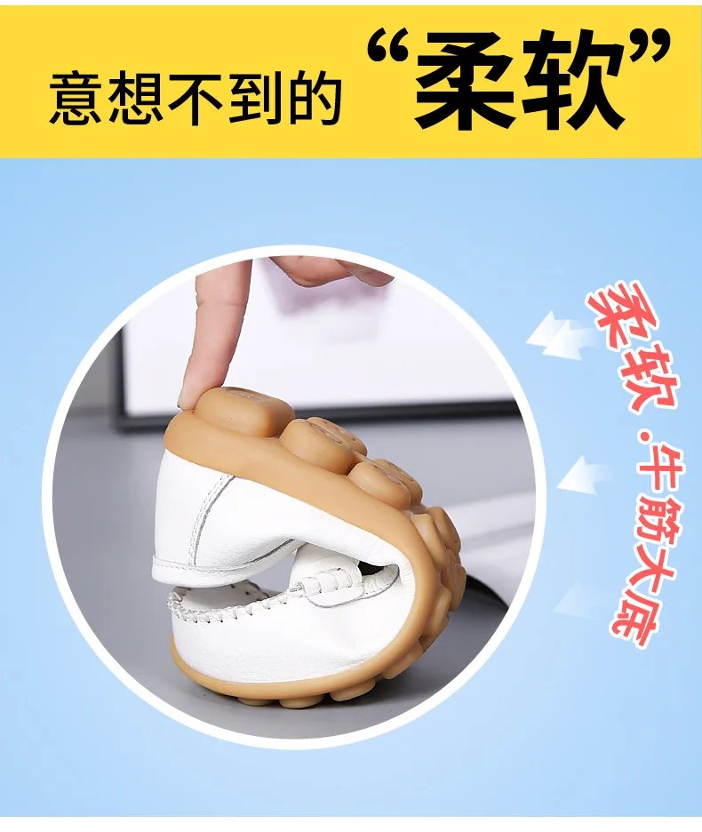 Genuine Leather Shoes Woman Soft Boat shoes for Women Flats shoes Big size 35-44 Ladies Loafers Non-Slip Sturdy Sole