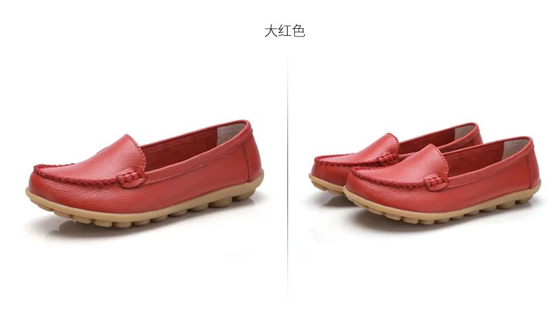 Genuine Leather Shoes Woman Soft Boat shoes for Women Flats shoes Big size 35-44 Ladies Loafers Non-Slip Sturdy Sole