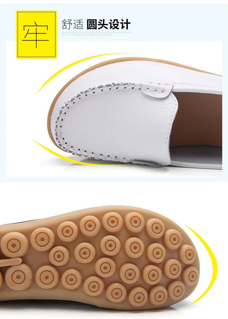 Genuine Leather Shoes Woman Soft Boat shoes for Women Flats shoes Big size 35-44 Ladies Loafers Non-Slip Sturdy Sole