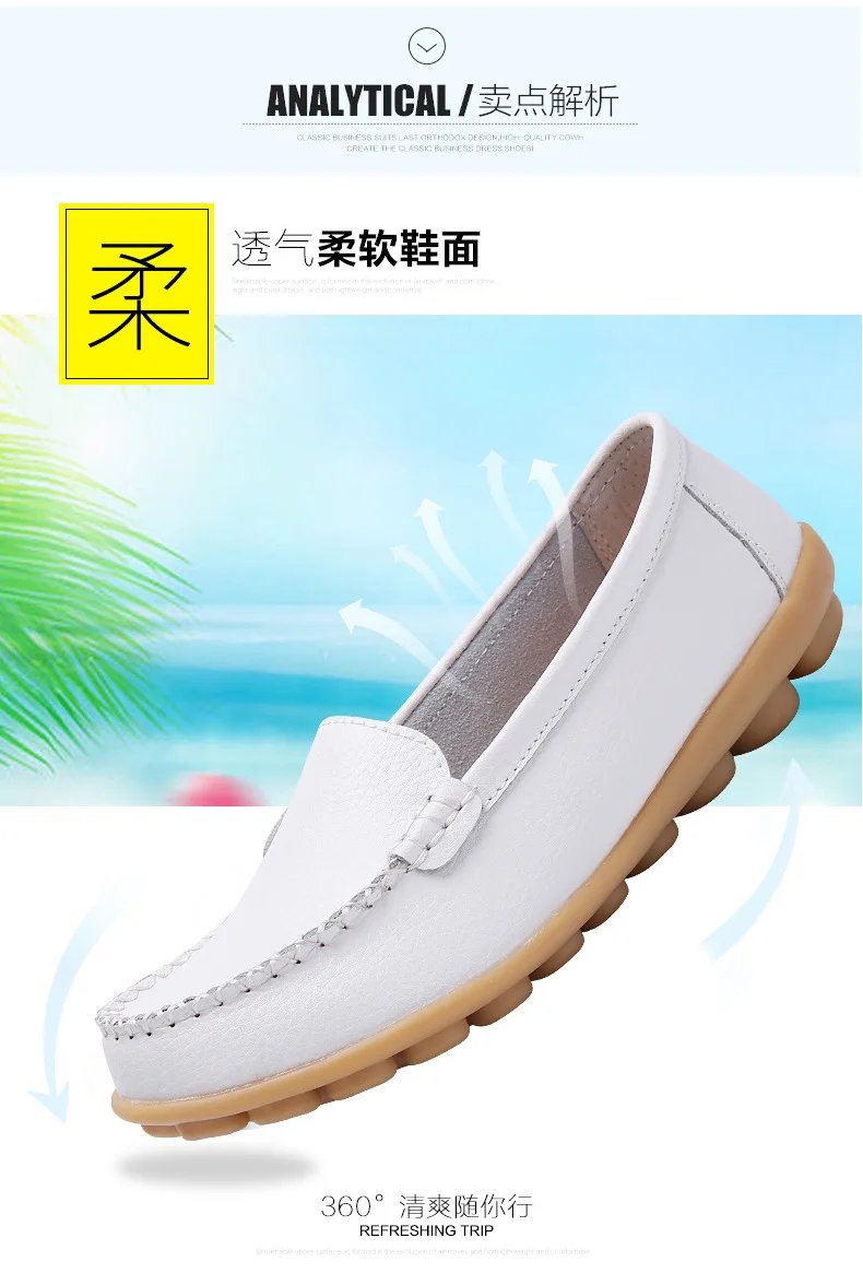 Genuine Leather Shoes Woman Soft Boat shoes for Women Flats shoes Big size 35-44 Ladies Loafers Non-Slip Sturdy Sole