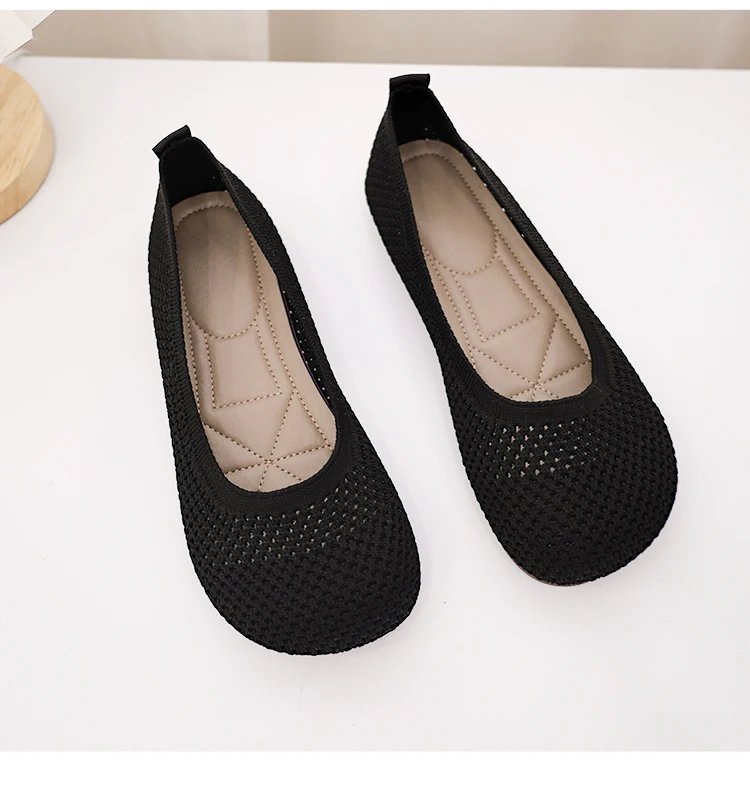 Size 42 Striped Flats Women Loafers Spring Summer Casual Shoes Flat Heel Non-slip Sole Barefoot Shoes TPR Sneakers Square Toe