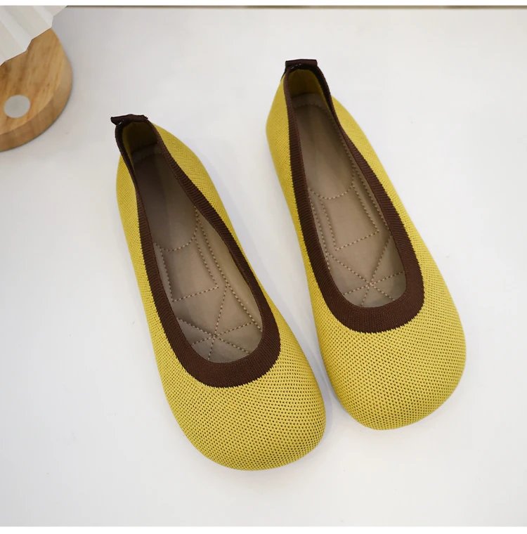 Size 42 Striped Flats Women Loafers Spring Summer Casual Shoes Flat Heel Non-slip Sole Barefoot Shoes TPR Sneakers Square Toe