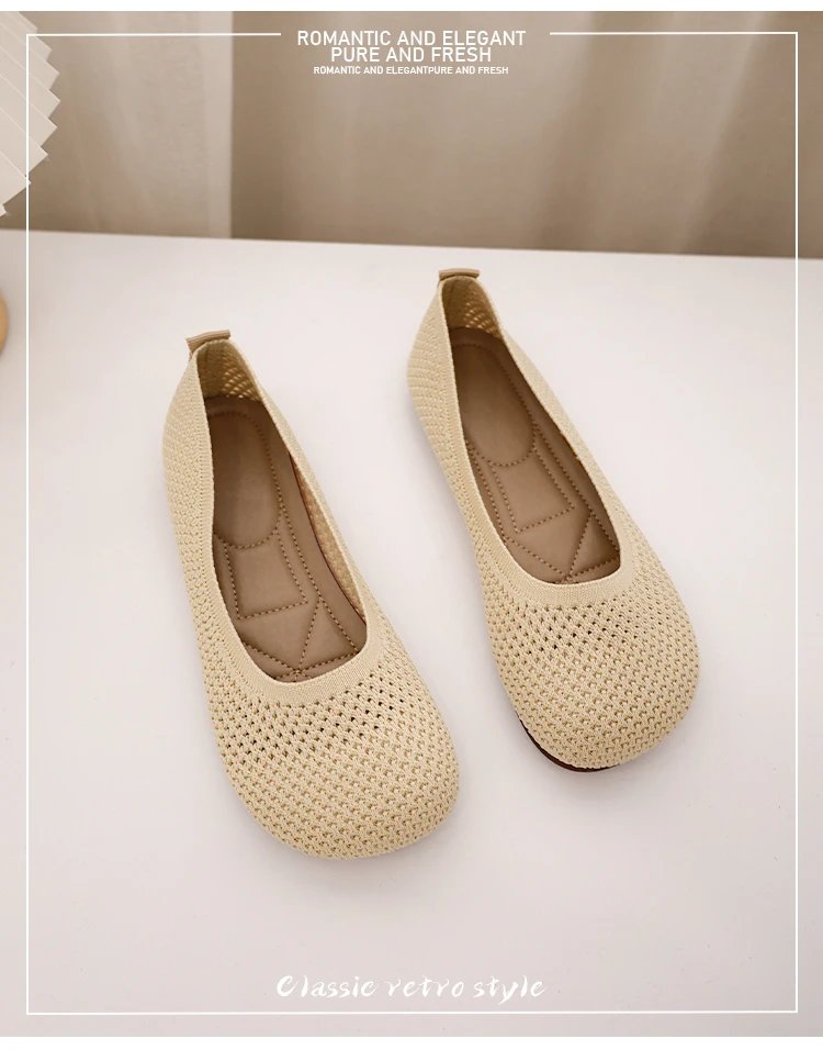 Size 42 Striped Flats Women Loafers Spring Summer Casual Shoes Flat Heel Non-slip Sole Barefoot Shoes TPR Sneakers Square Toe