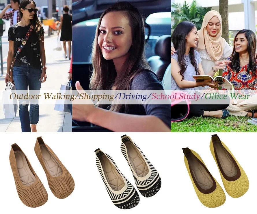 Size 42 Striped Flats Women Loafers Spring Summer Casual Shoes Flat Heel Non-slip Sole Barefoot Shoes TPR Sneakers Square Toe