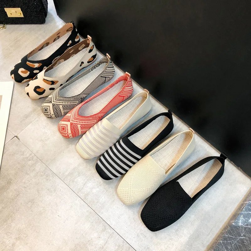 2023 Spring New Mesh Ballet Flats Women Square Toe Daily Loafers Breathable Flats Driving Shoes Sneakers Boat Shoes woman flats