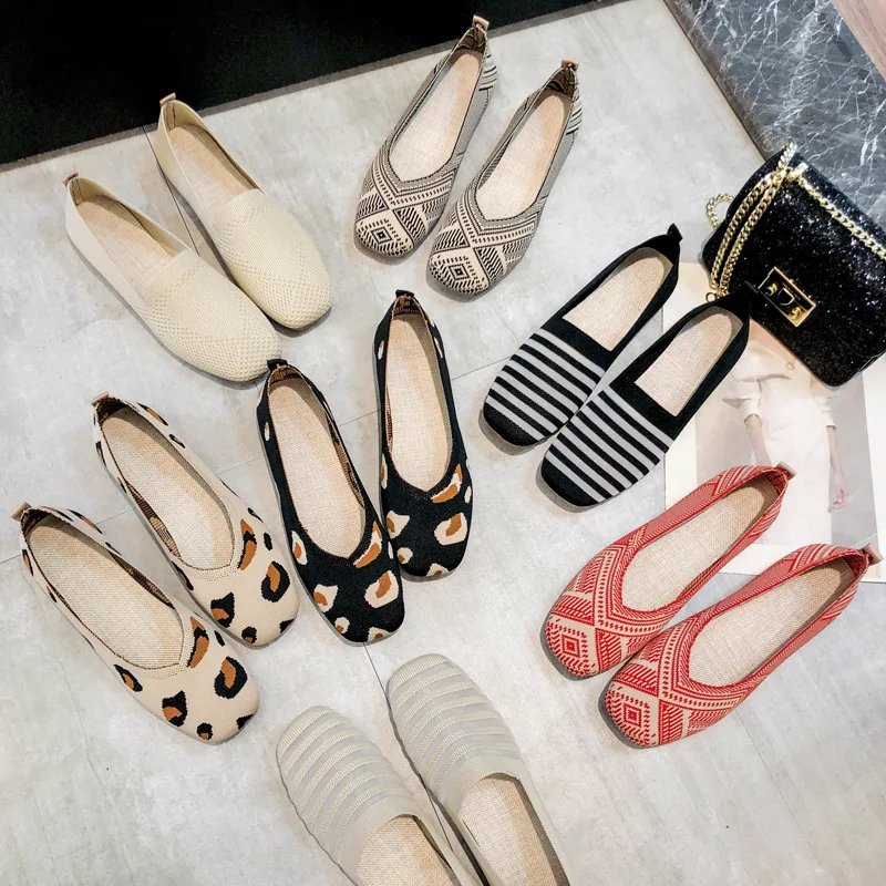 2023 Spring New Mesh Ballet Flats Women Square Toe Daily Loafers Breathable Flats Driving Shoes Sneakers Boat Shoes woman flats