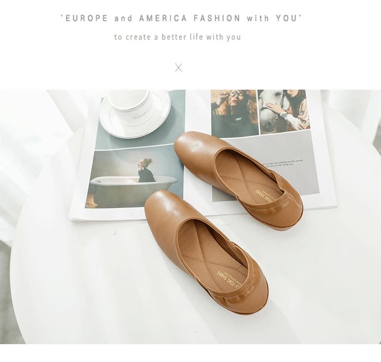 Ladies Flats new ballerinas soft leather moccasins slip on retro grandma shoes spring summer driving shoes woman mules slippers