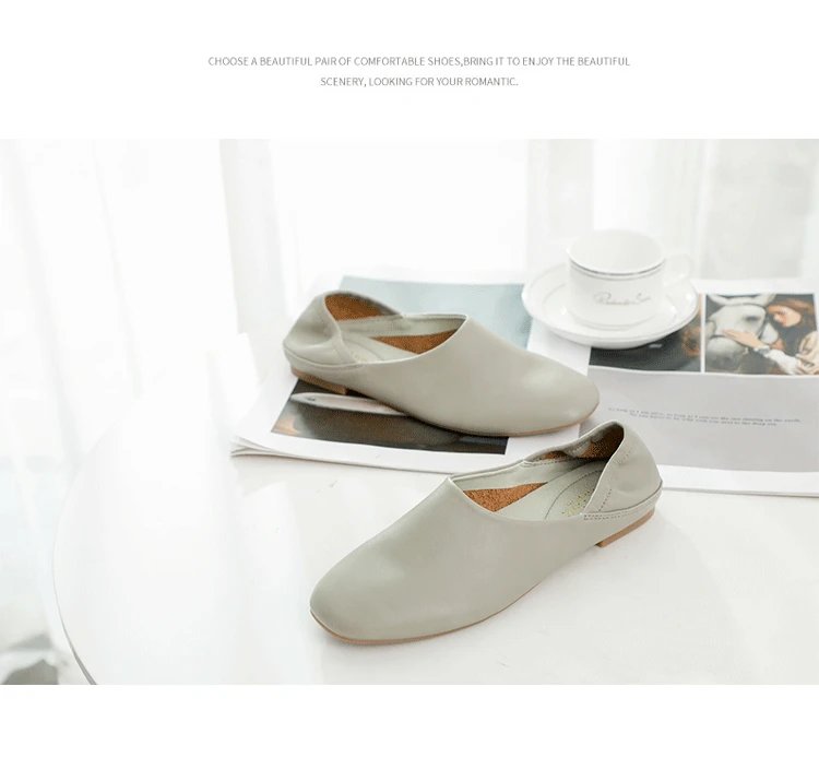 Ladies Flats new ballerinas soft leather moccasins slip on retro grandma shoes spring summer driving shoes woman mules slippers