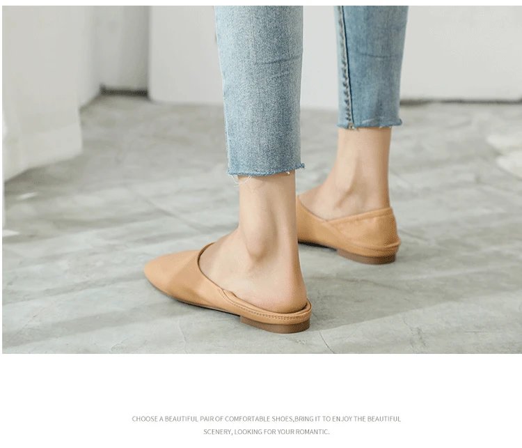 Ladies Flats new ballerinas soft leather moccasins slip on retro grandma shoes spring summer driving shoes woman mules slippers