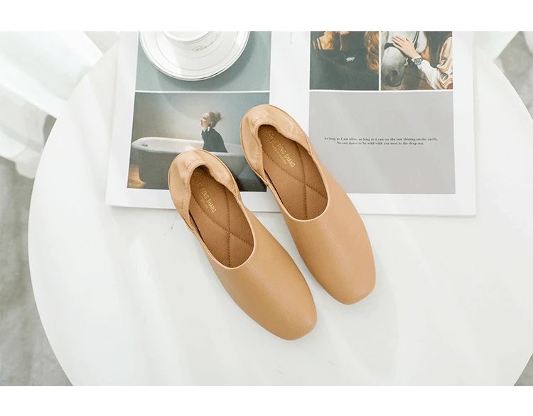 Ladies Flats new ballerinas soft leather moccasins slip on retro grandma shoes spring summer driving shoes woman mules slippers