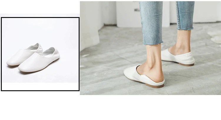 Ladies Flats new ballerinas soft leather moccasins slip on retro grandma shoes spring summer driving shoes woman mules slippers