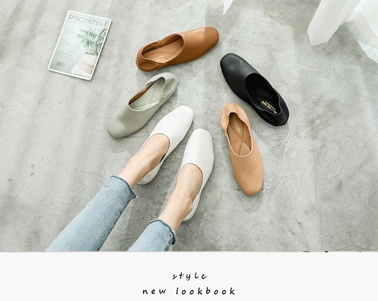 Ladies Flats new ballerinas soft leather moccasins slip on retro grandma shoes spring summer driving shoes woman mules slippers